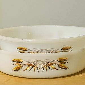 Vintage Fire King Gold Wheat Casserole Dishes